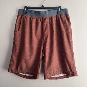 Prana Breathe Russet Brown Vaha Shorts Mens Large Yoga Activewear Lightweight